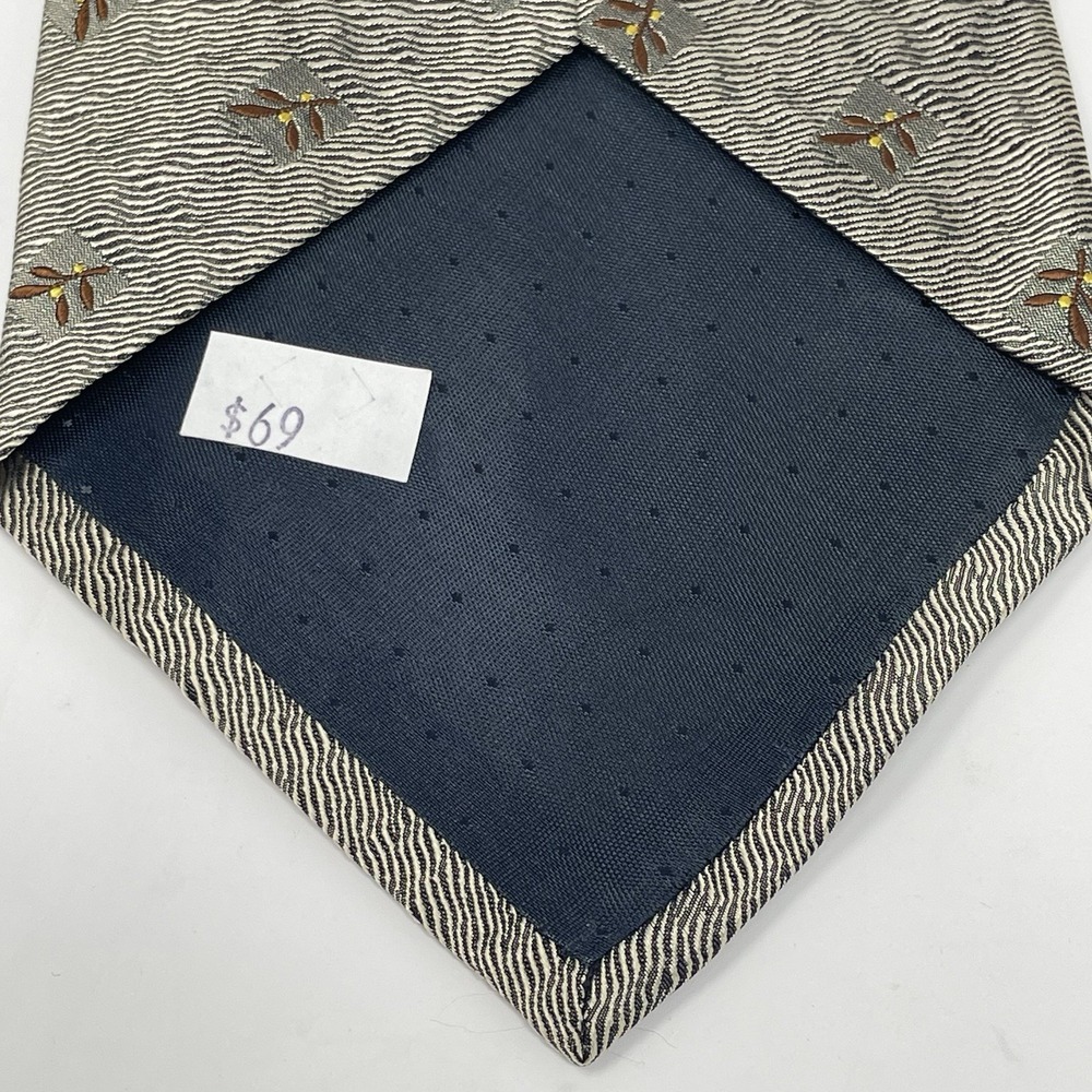 Galante Uomo Tie Handmade Italy Silk Brown Cream Gray VTG 4x56" Pattern Classic - Picture 6 of 8
